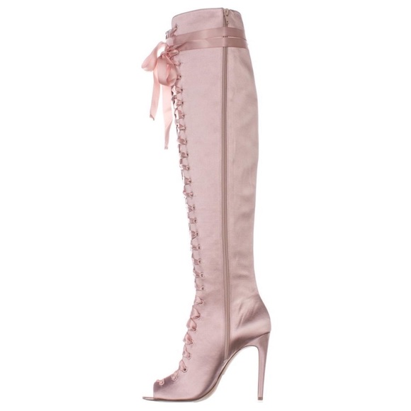 Aldo Lace-Up Over The Knee Boots, Light Pink - Picture 1 of 10